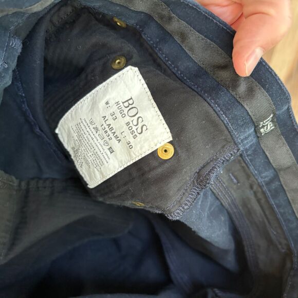 Hugo Boss Pants Mens 33 x 30 Navy Blue Alabama Brushed Plush Jeans - Picture 8 of 9